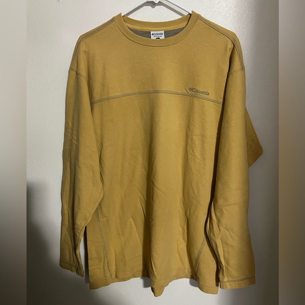 COLUMBIA‎ Casual Classic Long Sleeve T Shirt Mustard Yellow Grey Men's Size L
